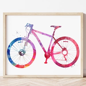 Mountain Bike Fitness Art Print, Painted by HippieHoppy