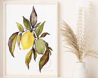 Zitrone Aquarell Druck