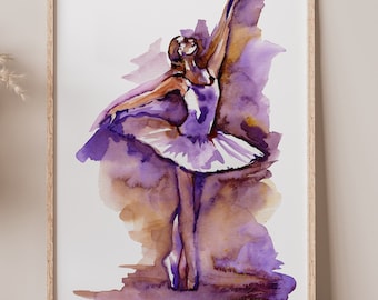 バレリーナの水彩画、バレリーナの絵画、壁アート、女の子の部屋の装飾
