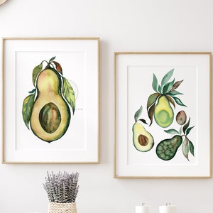 Avocado Print: Set of 2 Botanical Art Illustration