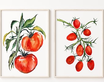 Tomato Art | Print set of 2 | Art Print | Food Print | Kitchen Art | Kitchen Decor | Wall Hangings | Wall Art | Tomatoes