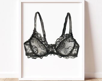 Lingerie Watercolor Art Print, Bedroom Closet Decor