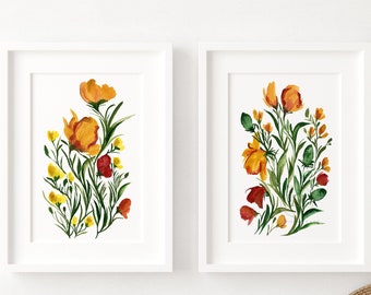 Flower Watercolor Print set of 2
