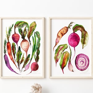 Vegetables Watercolor Prints set of 2