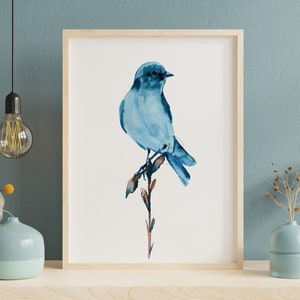 Bluebird Painting - Print from Original Watercolor Painting, "Bluebird", Home Decor