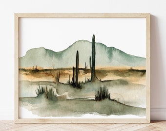 Arizona Desert Watercolor Print by HippieHoppy