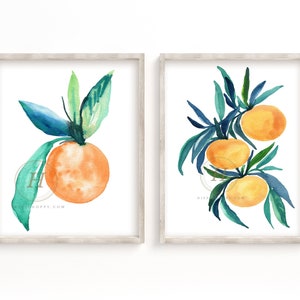 Orange Watercolor Print Set of 2