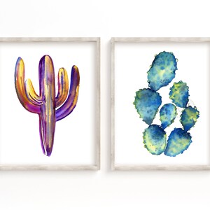 Set di 2 stampe artistiche di cactus
