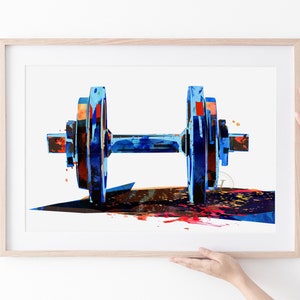 Dumbbell Fitness Art Print, Painted by HippieHoppy