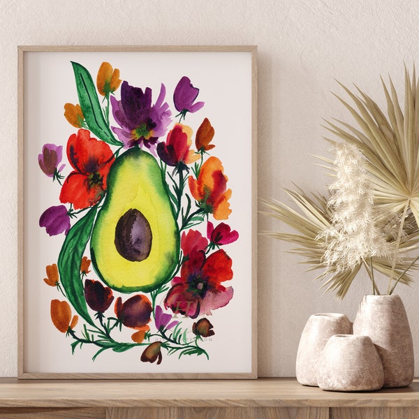 Avocado Art Print Kitchen Decor