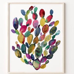 Stampa acquerello cactus Pianta del deserto Arte cactus