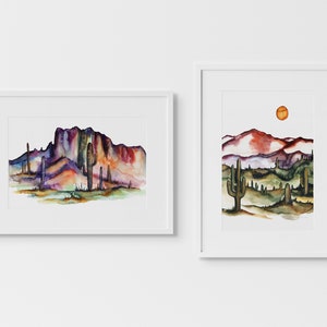 Desert Watercolor Art Prints Set of 2 by HippieHoppy