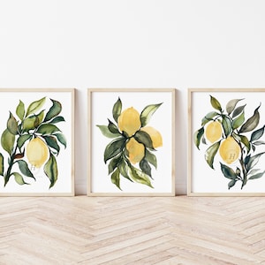 Lemon Watercolor Prints Set of 3 by Hippiehoppy - Etsy