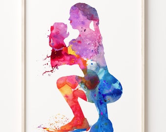 Fitness Kettlebell Squat Print Schilderij