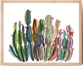 cactus watercolor painting print wall art