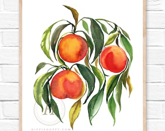 Peaches Prints, Watercolor Peach