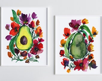 Avocado Print: Set of 2 Botanical Art Prints