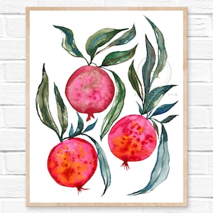 Pomegranate Watercolor Print by HippieHoppy