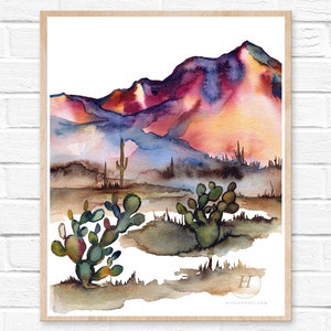 Woestijn van Arizona, aquarelprint