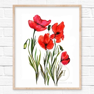 Poppy Watercolor Print by HippieHoppy