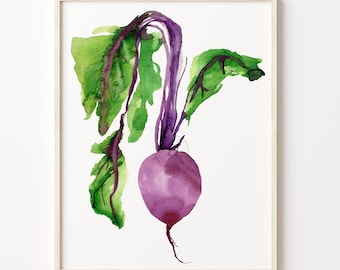 Beet Watercolor Art Print: Kitchen Farmhouse Decor