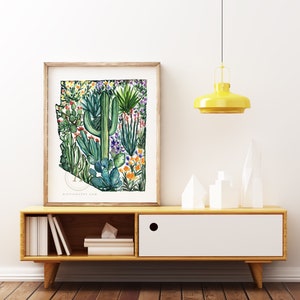 Arizona State Print, Watercolor Painting, Cactus print, Desert Art