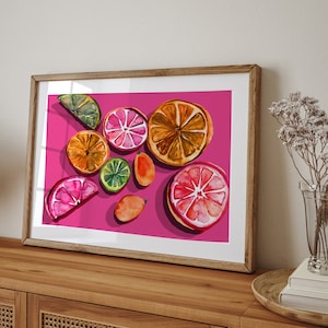 Citrus Watercolor Painting: Trendy Fruit Kitchen Wall Art Print