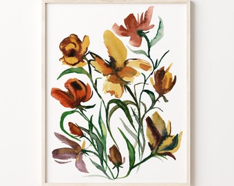 Flowers Fall Art by Crystal Cortez Watercolor Art Print