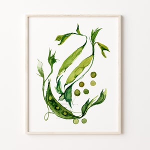 Pea Pods Watercolor Painting