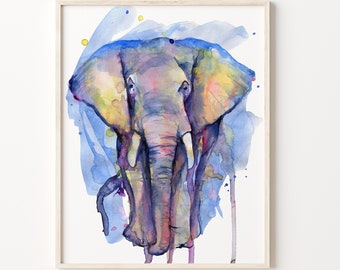 ELEPHANT Watercolor Animal Print by Crystal Cortez