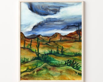 Desert Monsoon Season Print, Painted by HippieHoppy