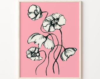 Floral Watercolor With Ink Outline - Etsy
