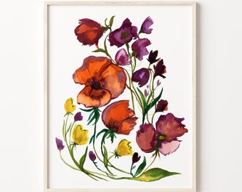 Flower Watercolor Print, Artwork