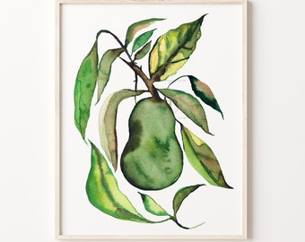 Avocado Tree Watercolor Painting