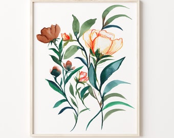 Flower Watercolor Print Wall Art