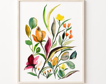 Blommor akvarellmålning tryck