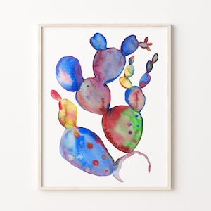 PRICKLY PEAR Cactus Watercolor by Crystal Cortez