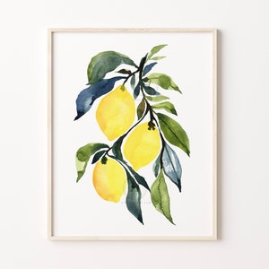 レモン水彩画プリント - Etsy 日本