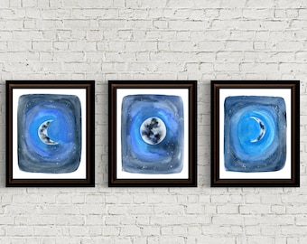 moon watercolor print