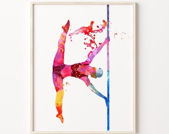 Pole Dancer Art Print, Painted by HippieHoppy
