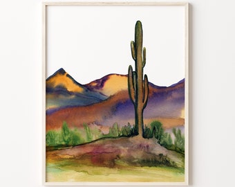 Large Arizona Desert Watercolor Print