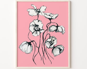 Floral Watercolor With Ink Outline - Etsy