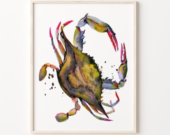 Crab Watercolor Art Print