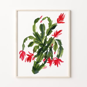 Christmas Cactus Watercolor Print