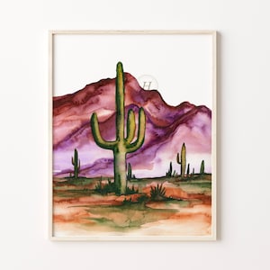 Arizona Desert Watercolor Print by HippieHoppy