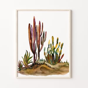 Stampa acquerello del deserto, Cactus Art