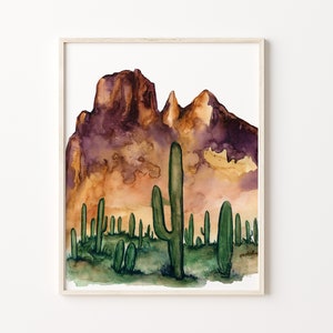 Arizona Desert Watercolor Print by HippieHoppy