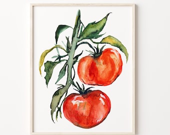 Tomato Painting, Painted by hand, kitchen wall art