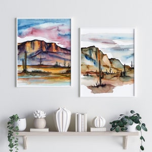 Desert Watercolor Art Prints Set of 2 by HippieHoppy