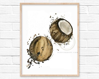 Coconut Art Print Etsy